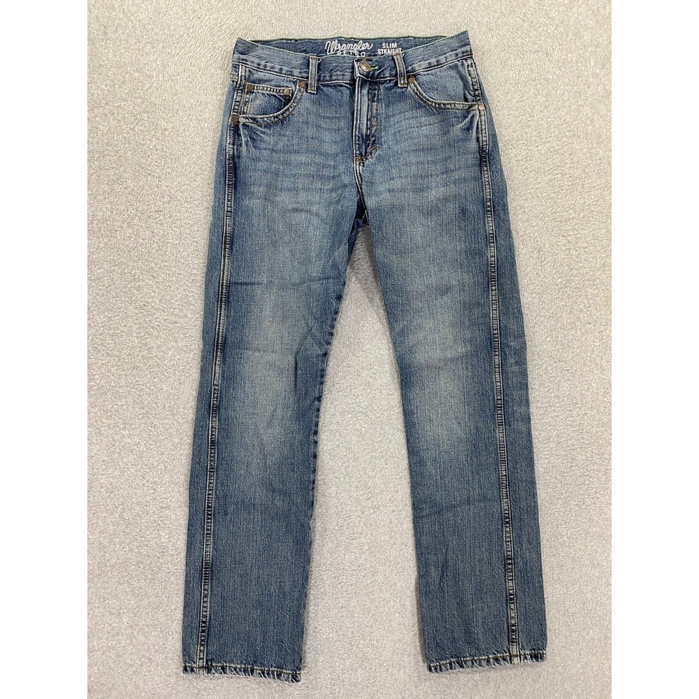 Wrangler Retro Jeans Mens 30x32 Slim Straight Denim Stretch Pants Western Cowboy